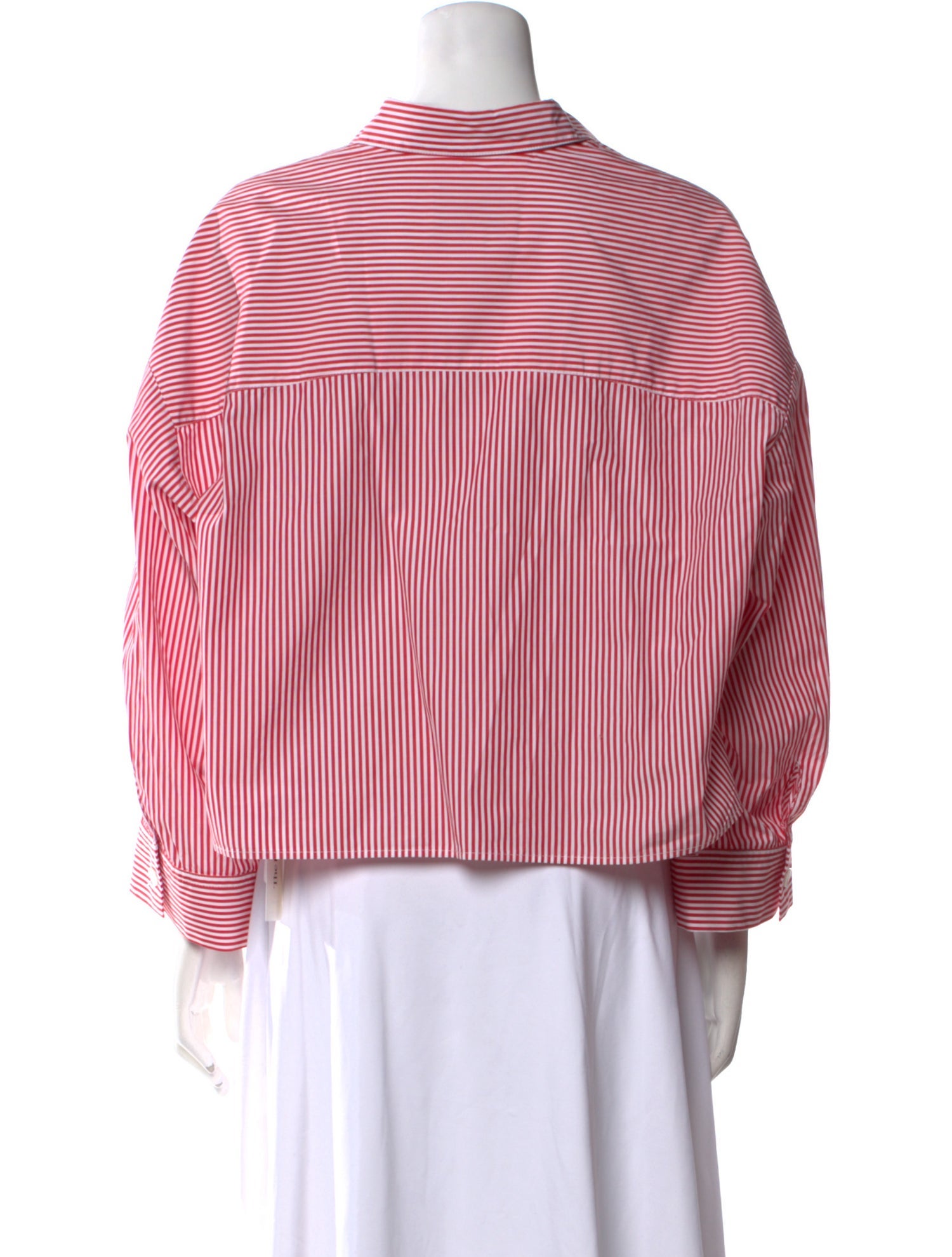 TWP Striped Three-Quarter Sleeve Crop Top