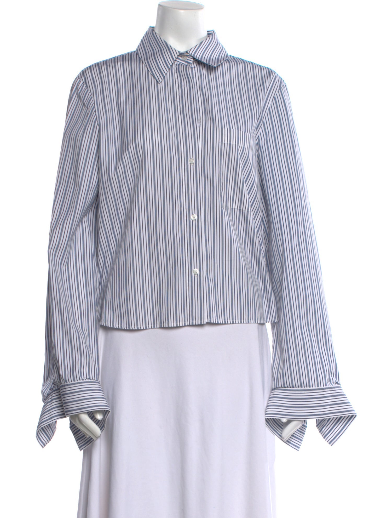 TWP Striped Long Sleeve Button-Up Top