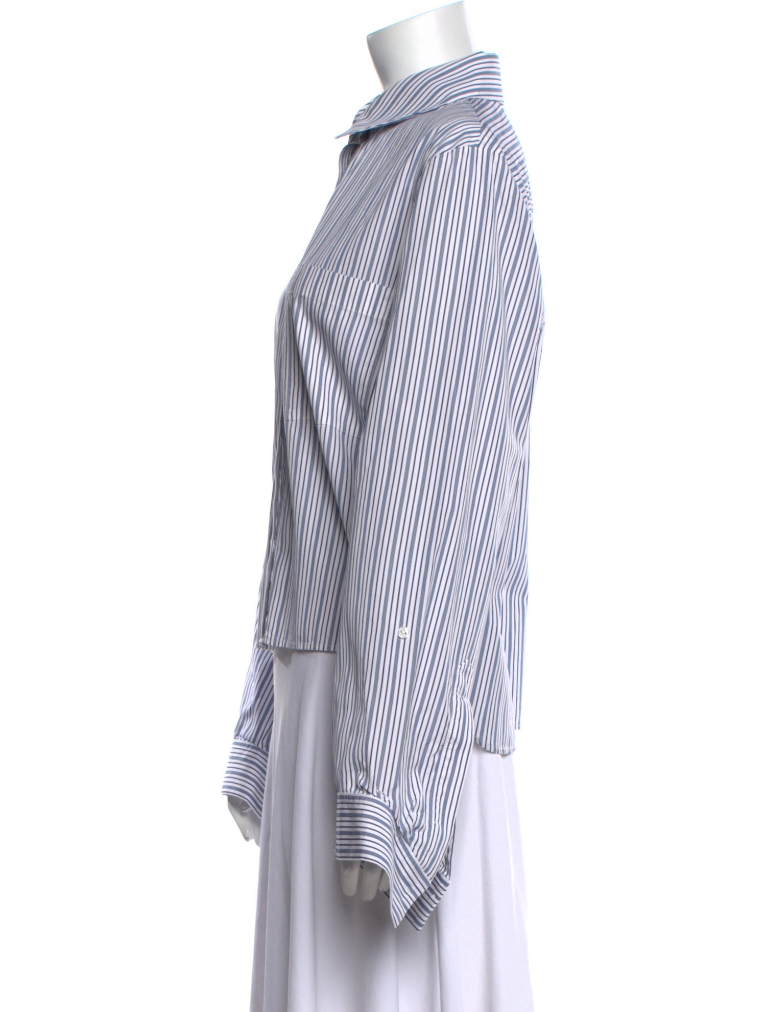 TWP Striped Long Sleeve Button-Up Top