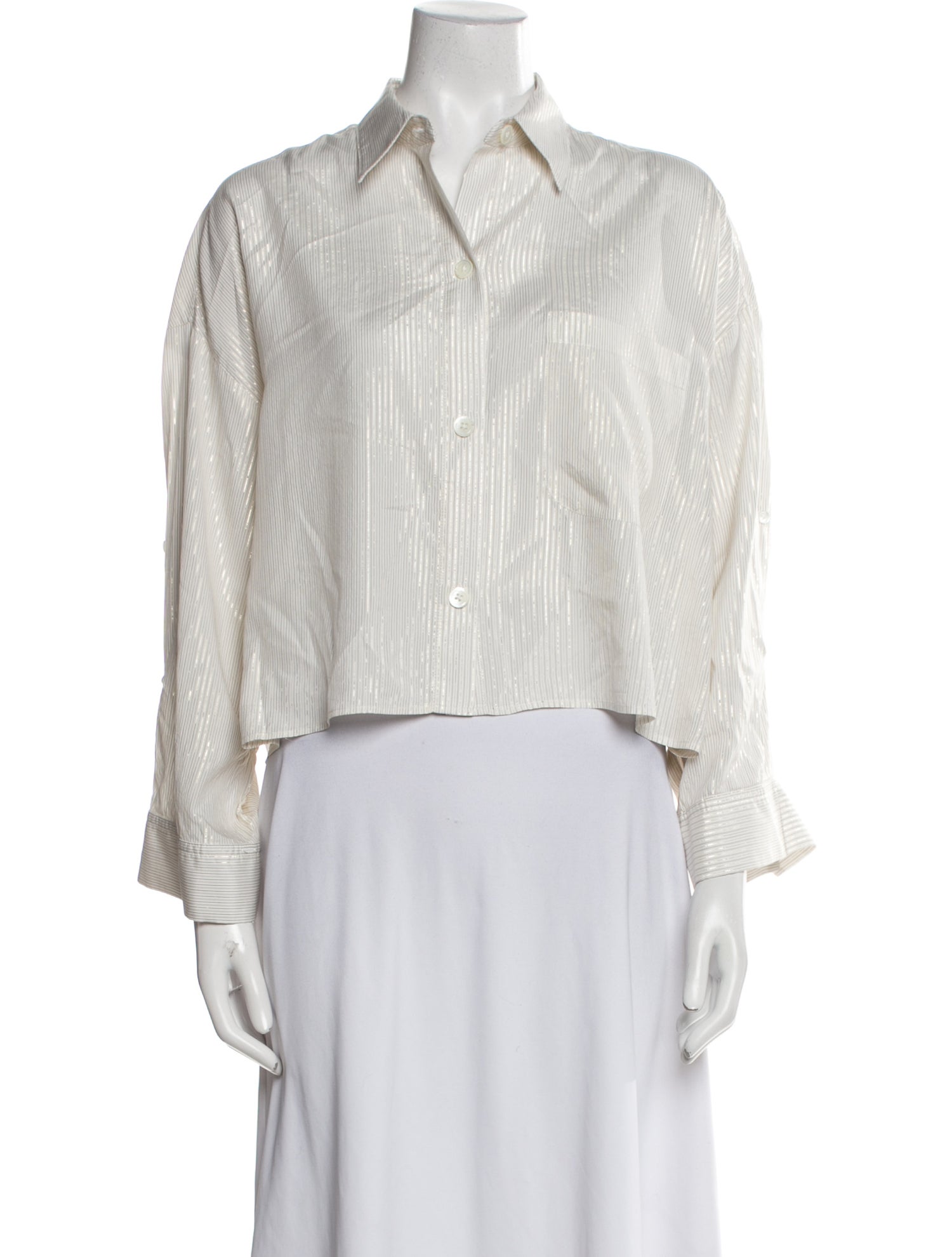 TWP Silk Striped Button-Up Top