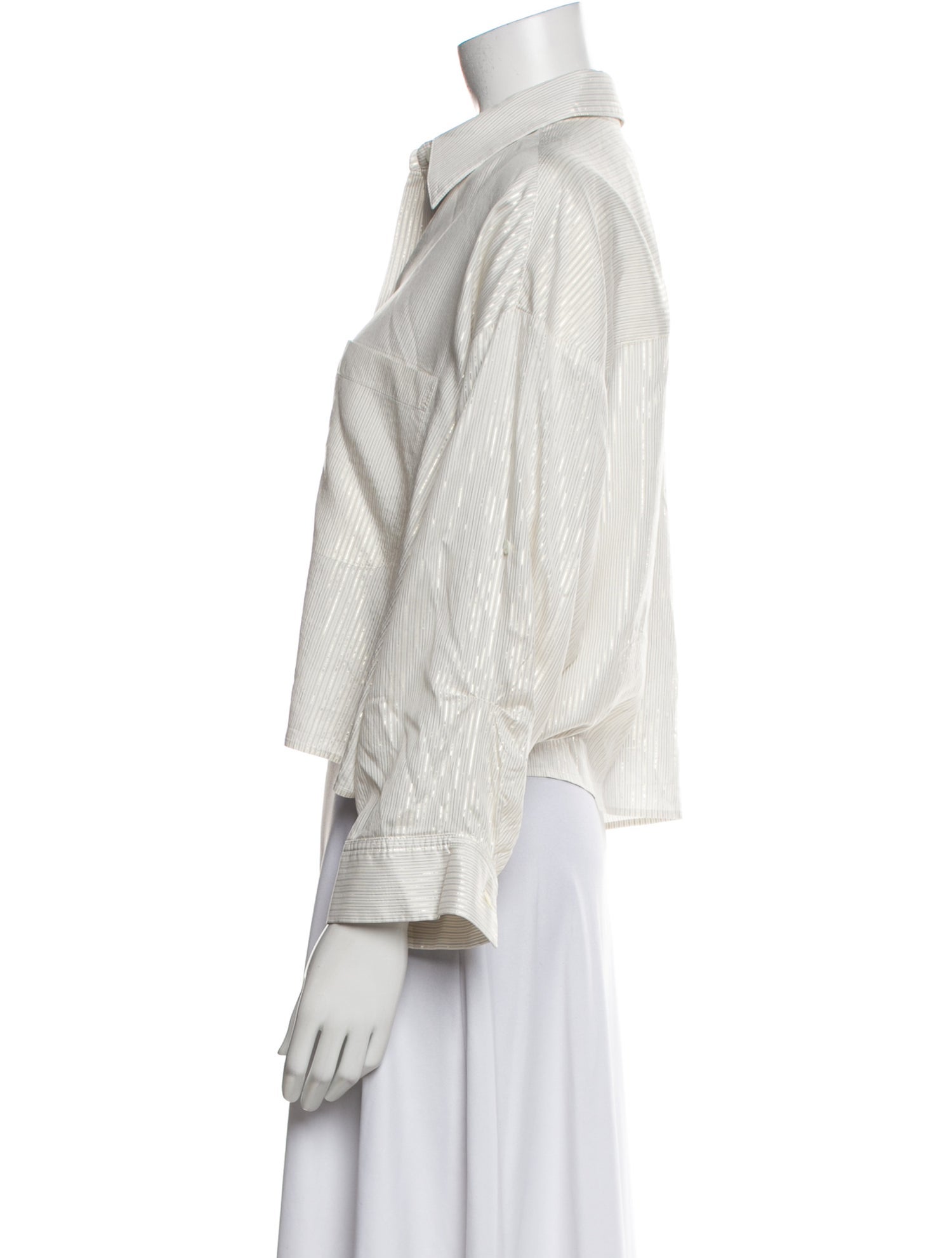 TWP Silk Striped Button-Up Top