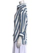 TWP Striped Three-Quarter Sleeve Button-Up Top