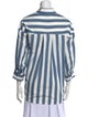 TWP Striped Three-Quarter Sleeve Button-Up Top