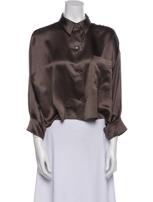 TWP Silk Three-Quarter Sleeve Button-Up Top