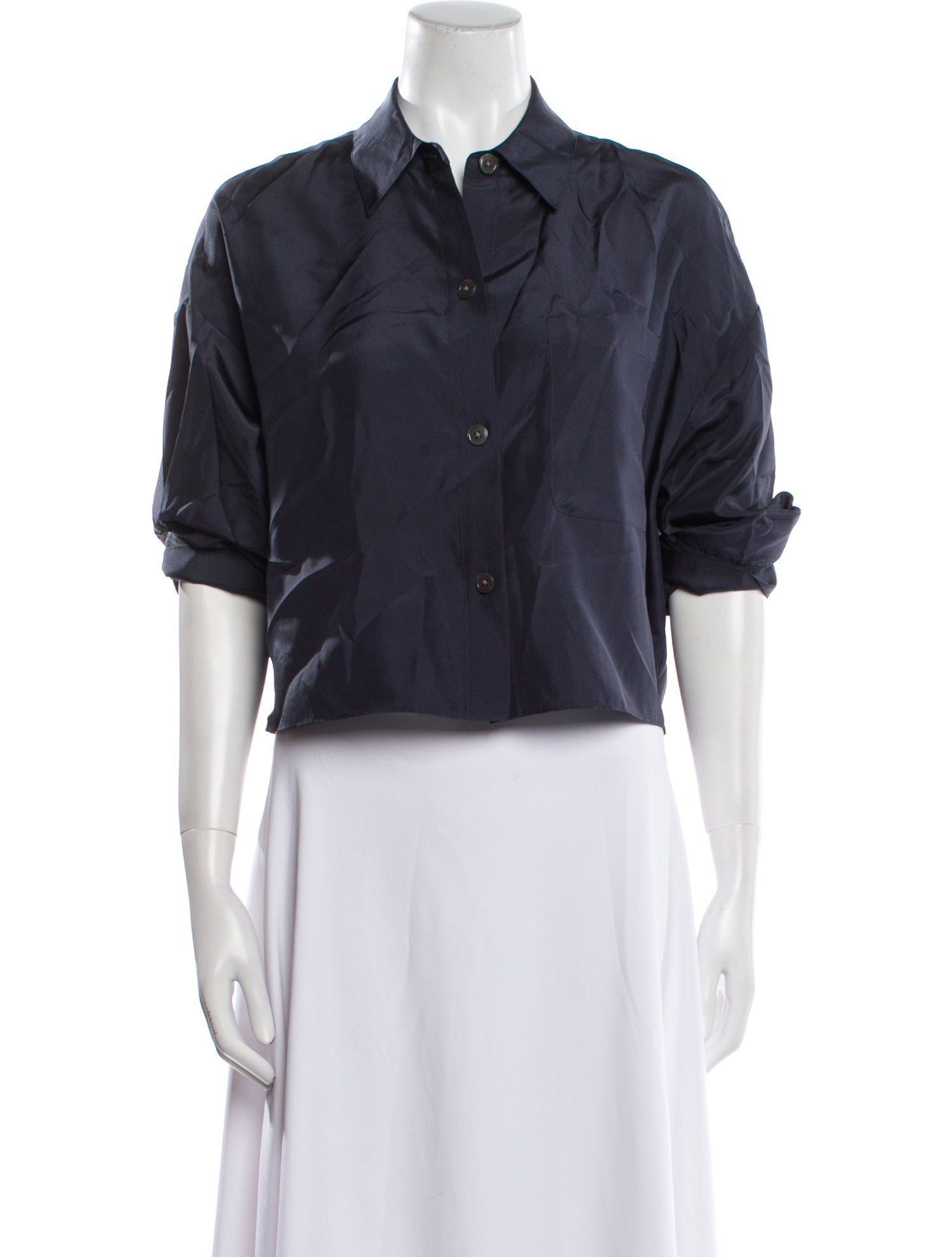 TWP Silk Short Sleeve Crop Top