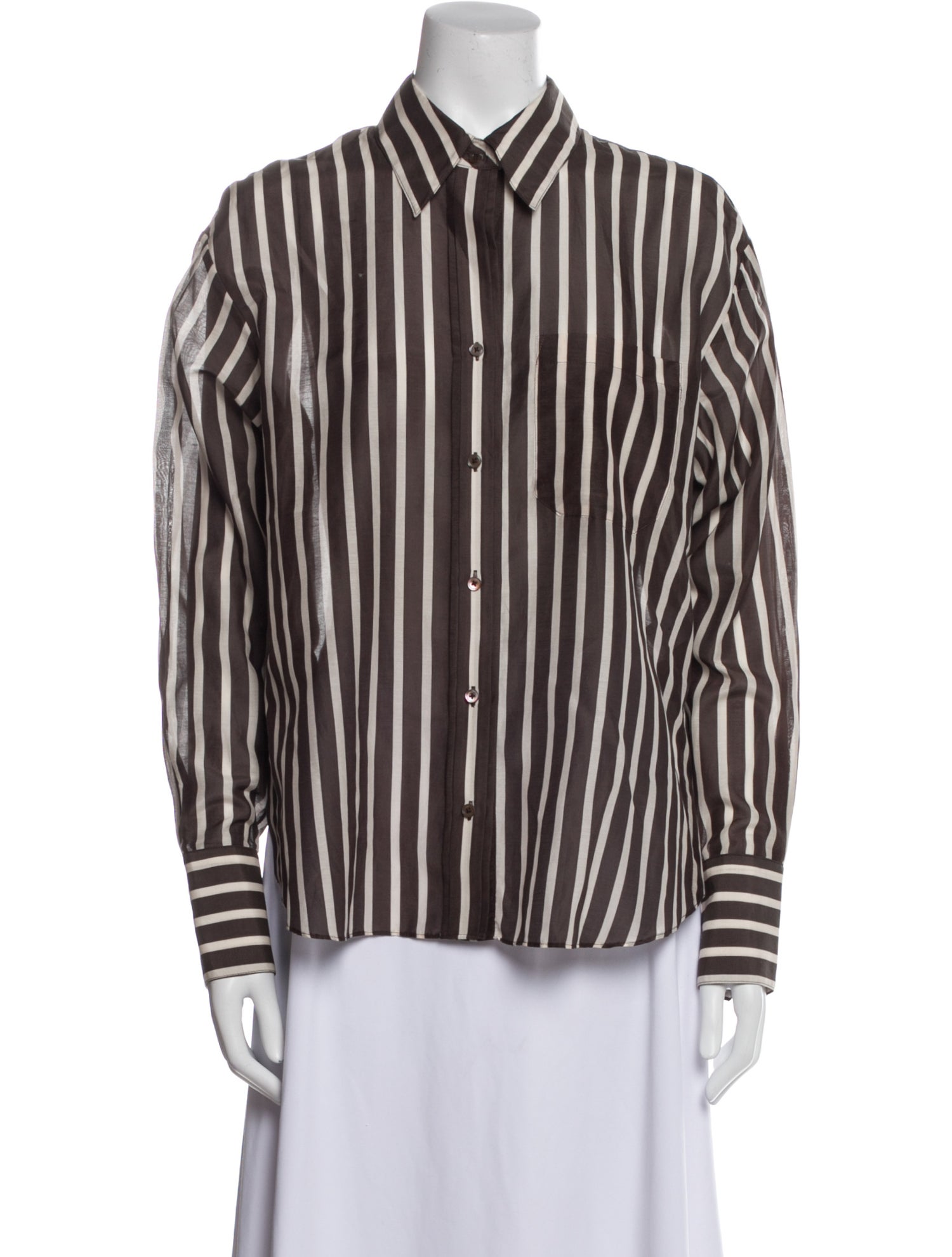 TWP Striped Long Sleeve Button-Up Top