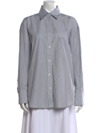 TWP Striped Long Sleeve Button-Up Top