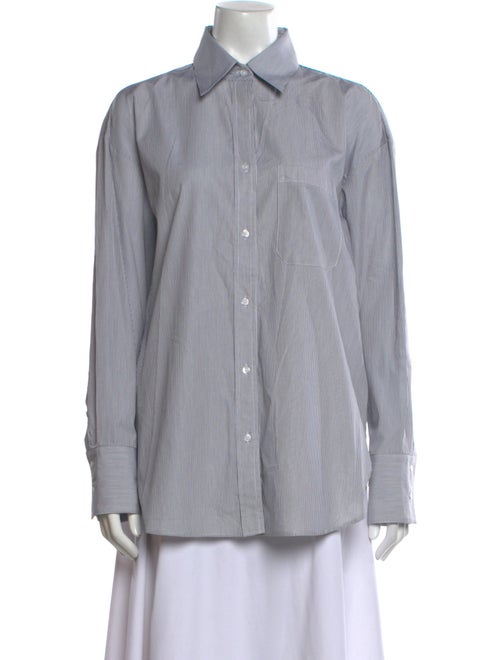 TWP Striped Long Sleeve Button-Up Top