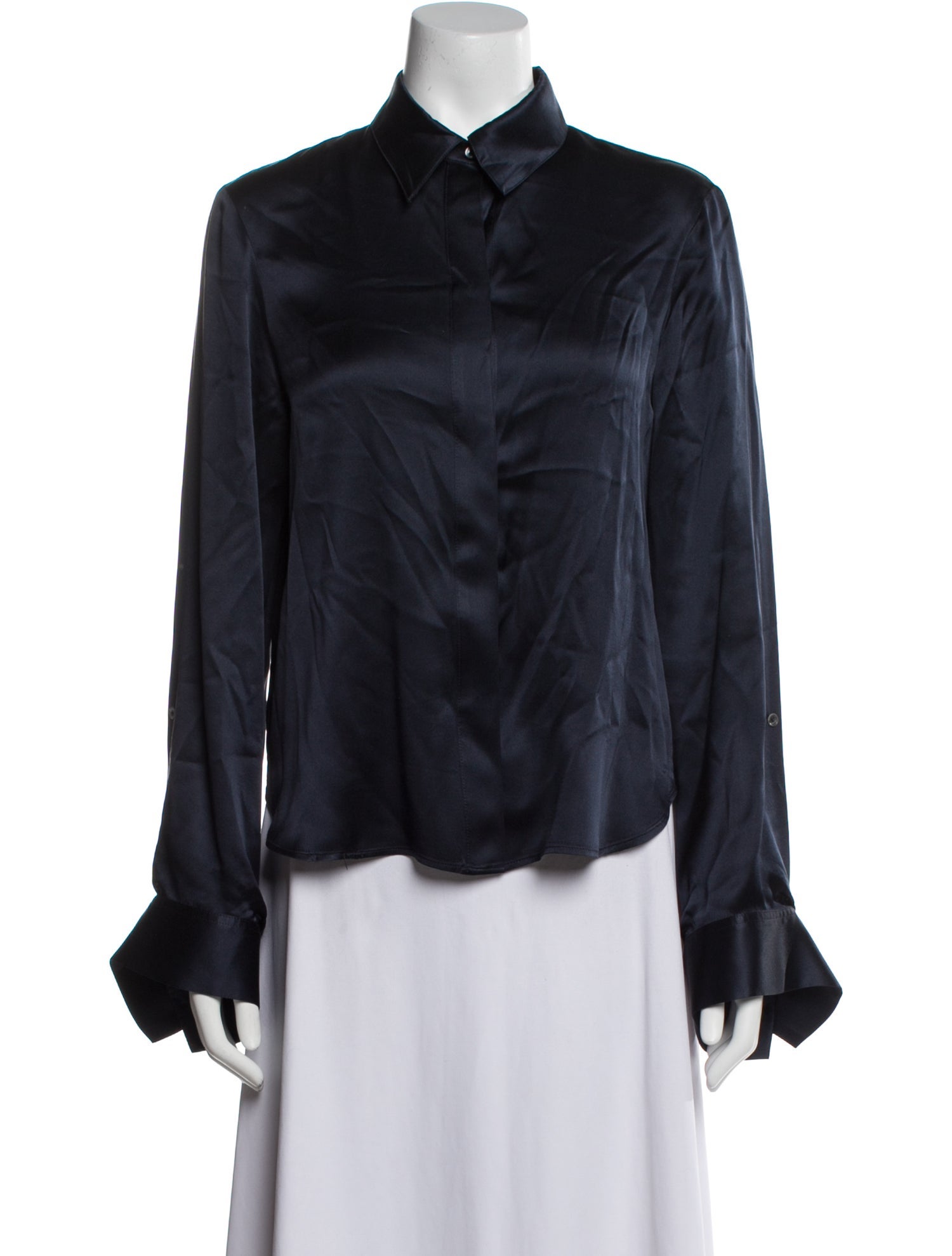 TWP Silk Long Sleeve Button-Up Top