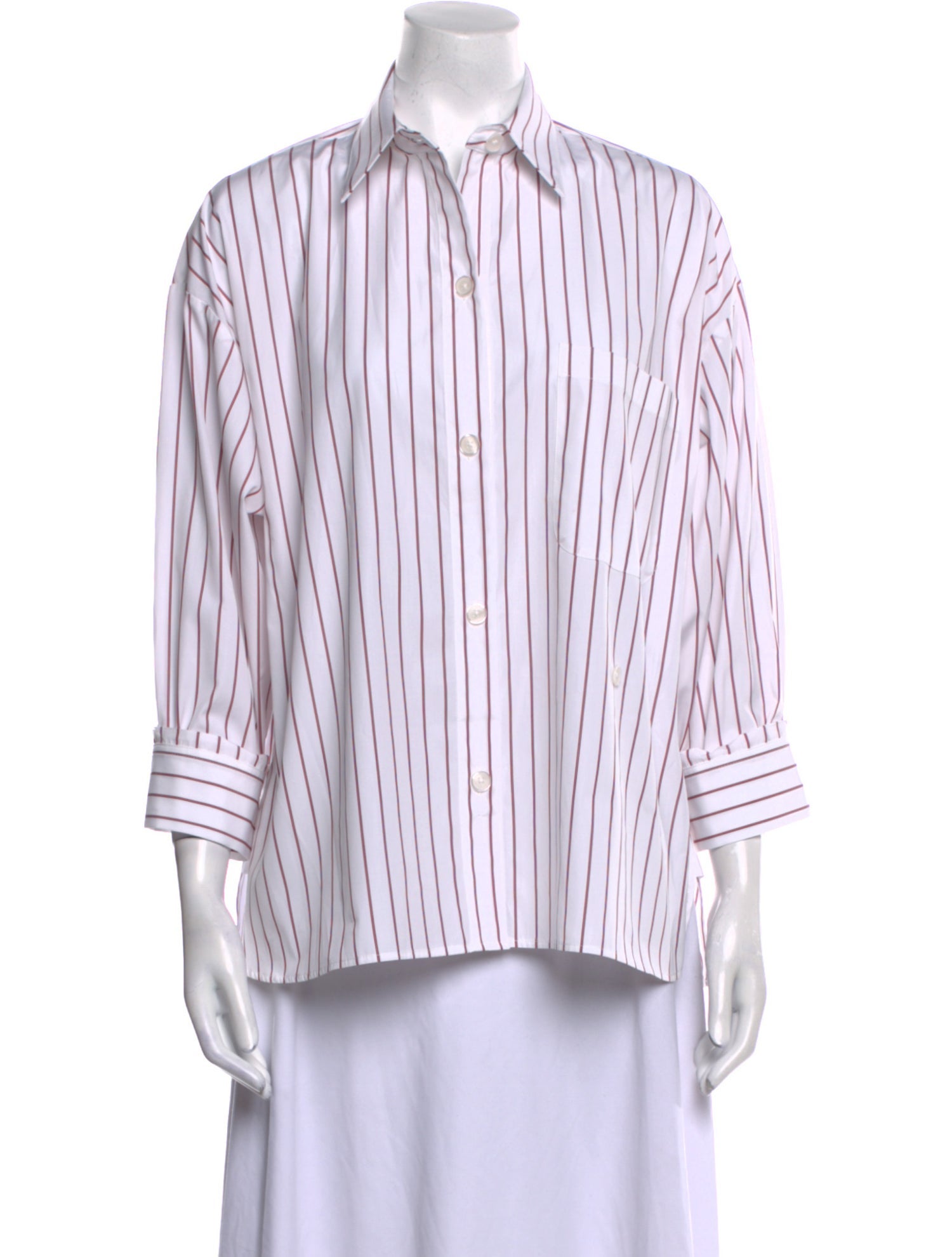TWP Striped Three-Quarter Sleeve Button-Up Top w/ Tags