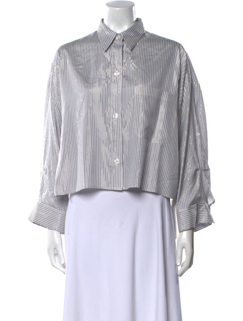 TWP Silk Striped Button-Up Top