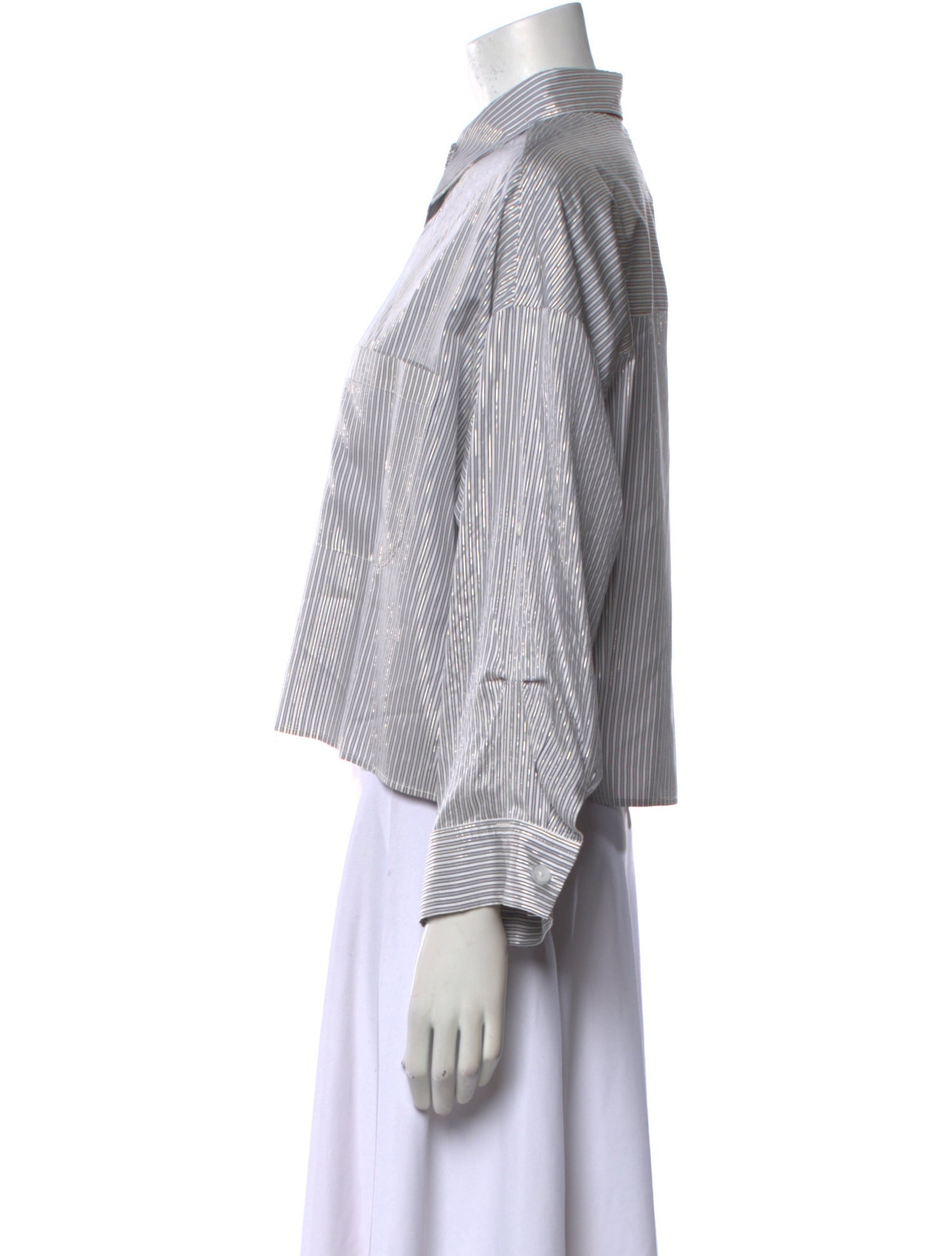 TWP Silk Striped Button-Up Top