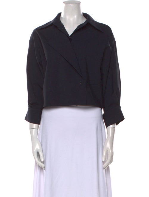 TWP Wool Three-Quarter Sleeve Crop Top