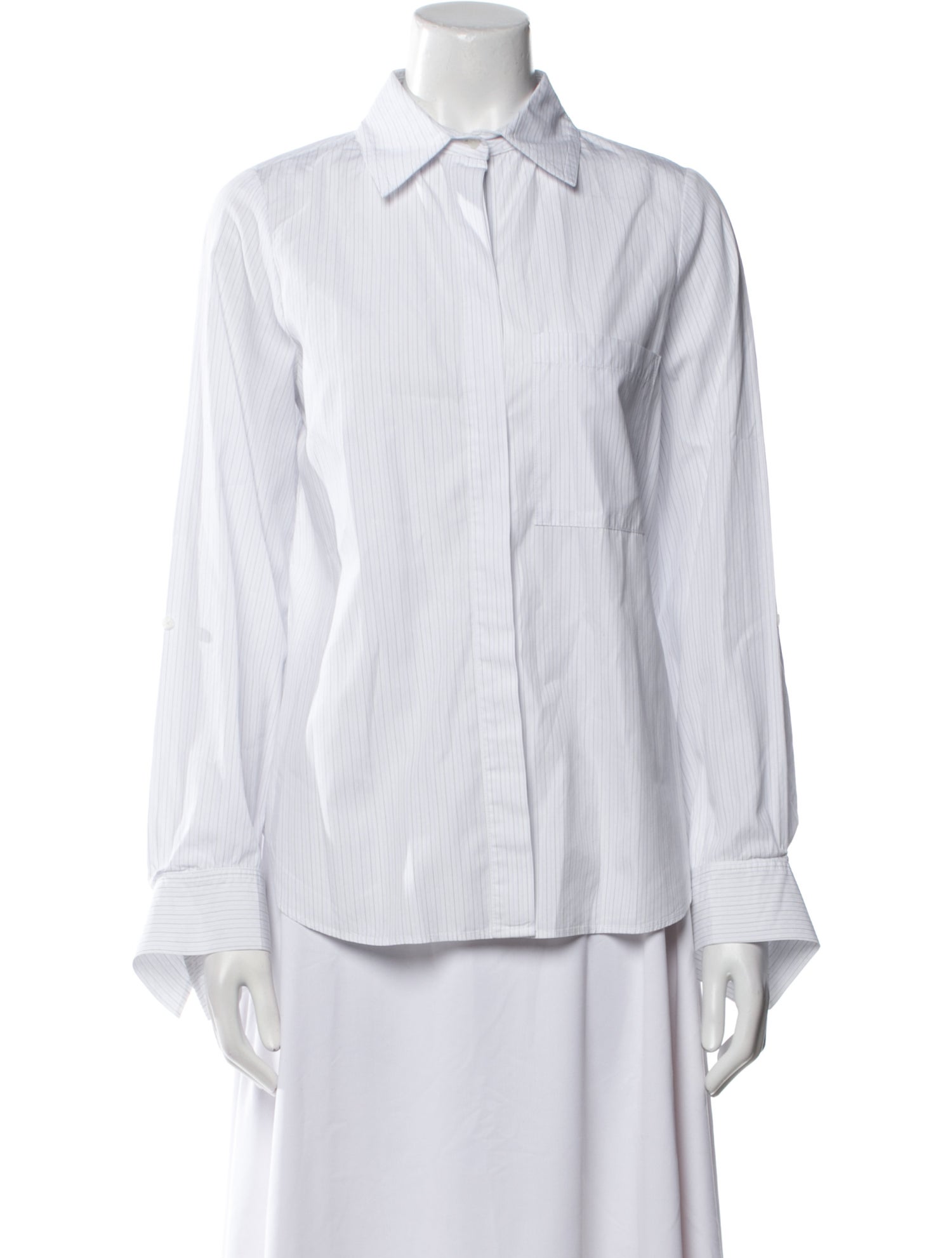 TWP Striped Long Sleeve Button-Up Top