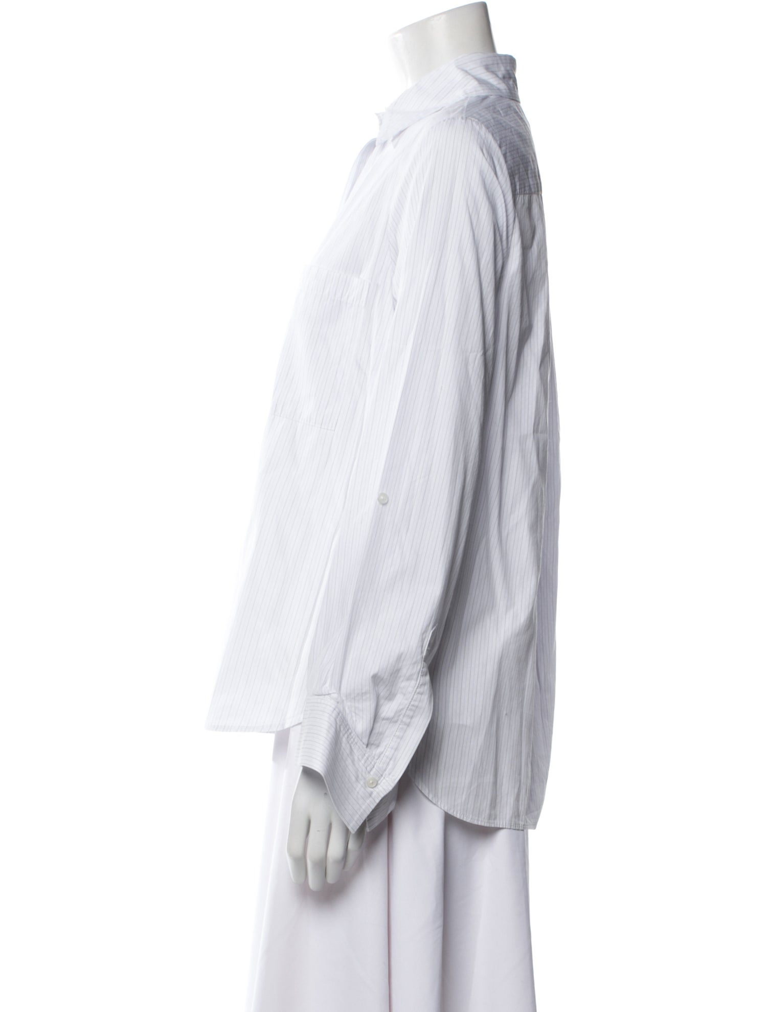 TWP Striped Long Sleeve Button-Up Top