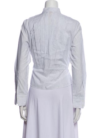 TWP Striped Mock Neck Button-Up Top