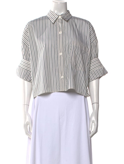 TWP Striped Three-Quarter Sleeve Crop Top