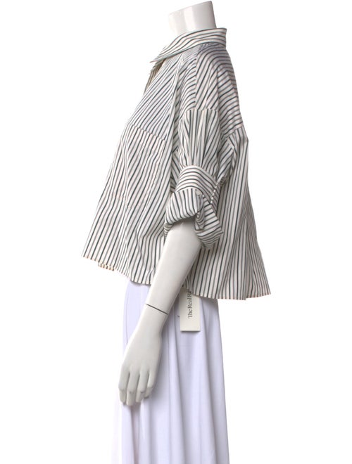 TWP Striped Three-Quarter Sleeve Crop Top