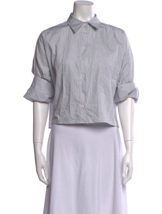 TWP Striped Three-Quarter Sleeve Crop Top