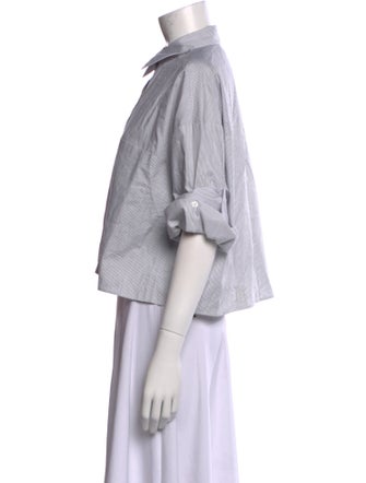 TWP Striped Three-Quarter Sleeve Crop Top