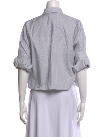 TWP Striped Three-Quarter Sleeve Crop Top