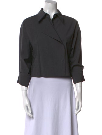 TWP Wool Three-Quarter Sleeve Crop Top