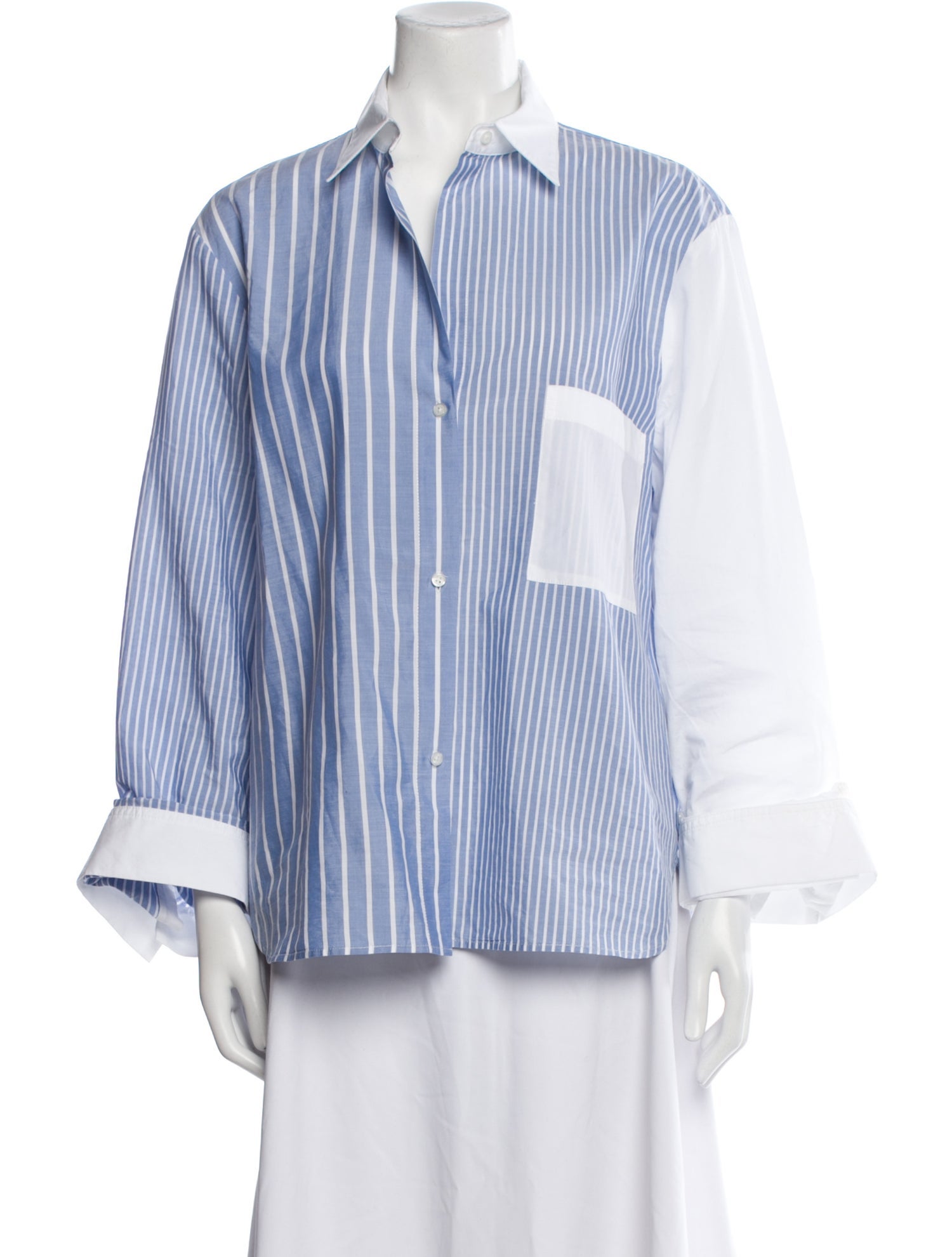 TWP Striped Long Sleeve Button-Up Top