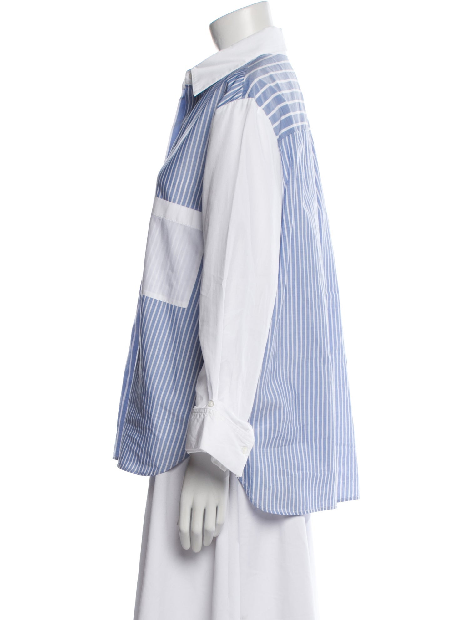 TWP Striped Long Sleeve Button-Up Top