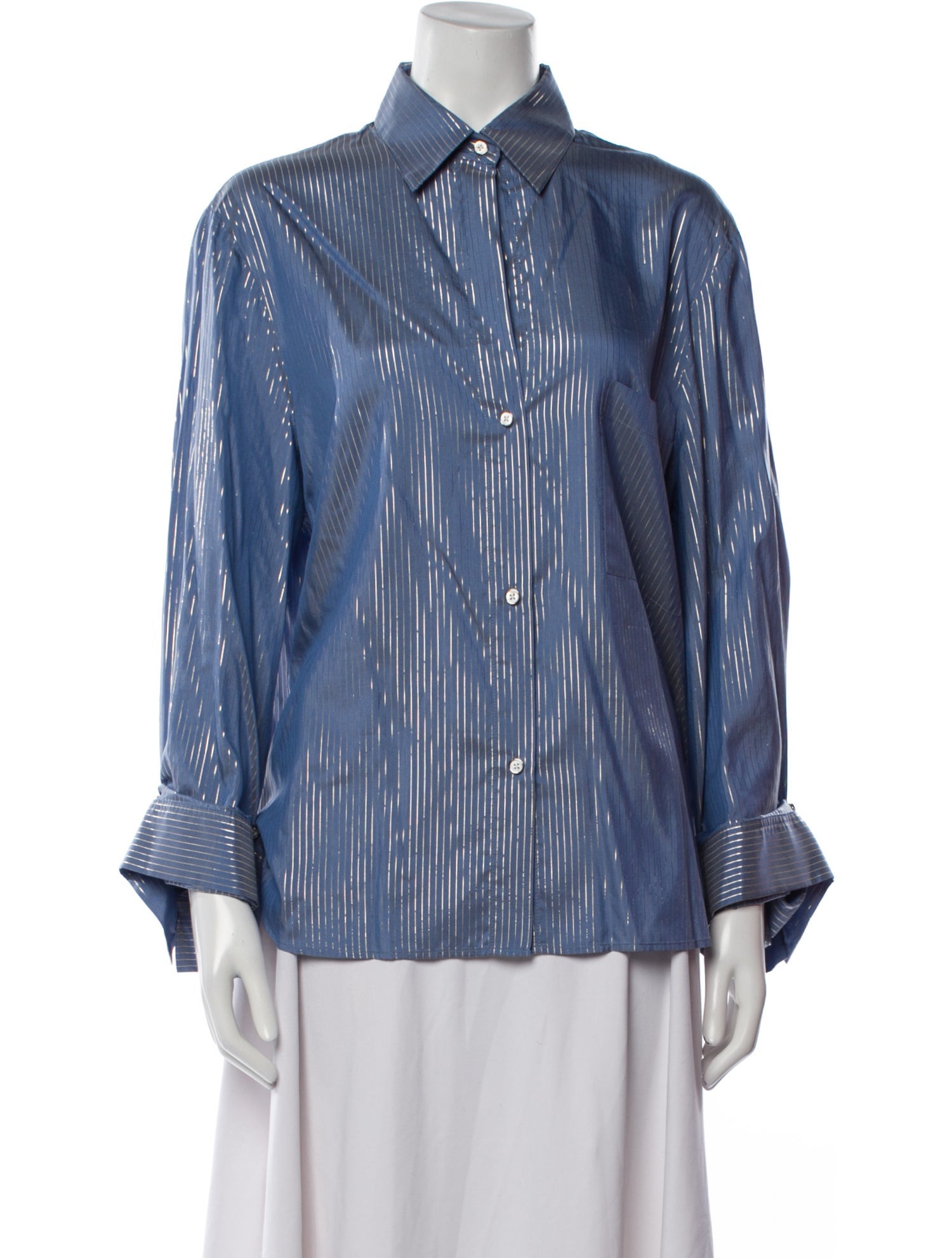 TWP Silk Striped Button-Up Top