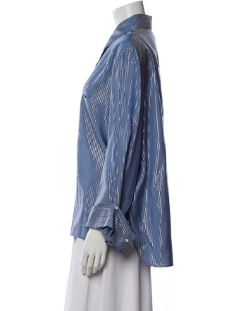 TWP Silk Striped Button-Up Top