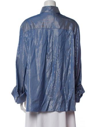 TWP Silk Striped Button-Up Top