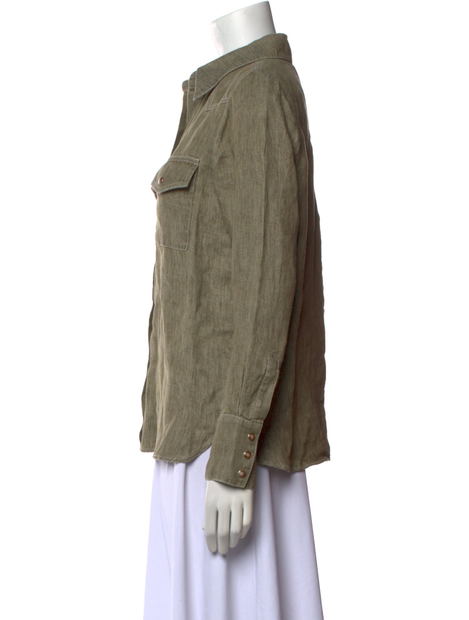 TWP Hemp Long Sleeve Button-Up Top