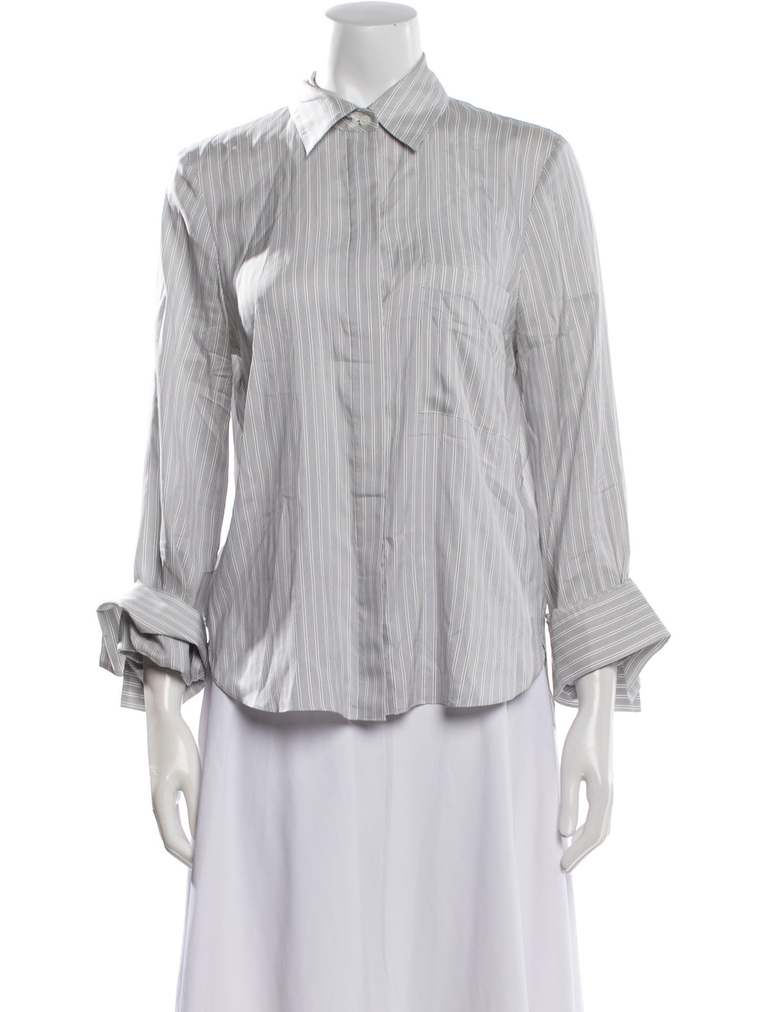 TWP Silk Striped Button-Up Top