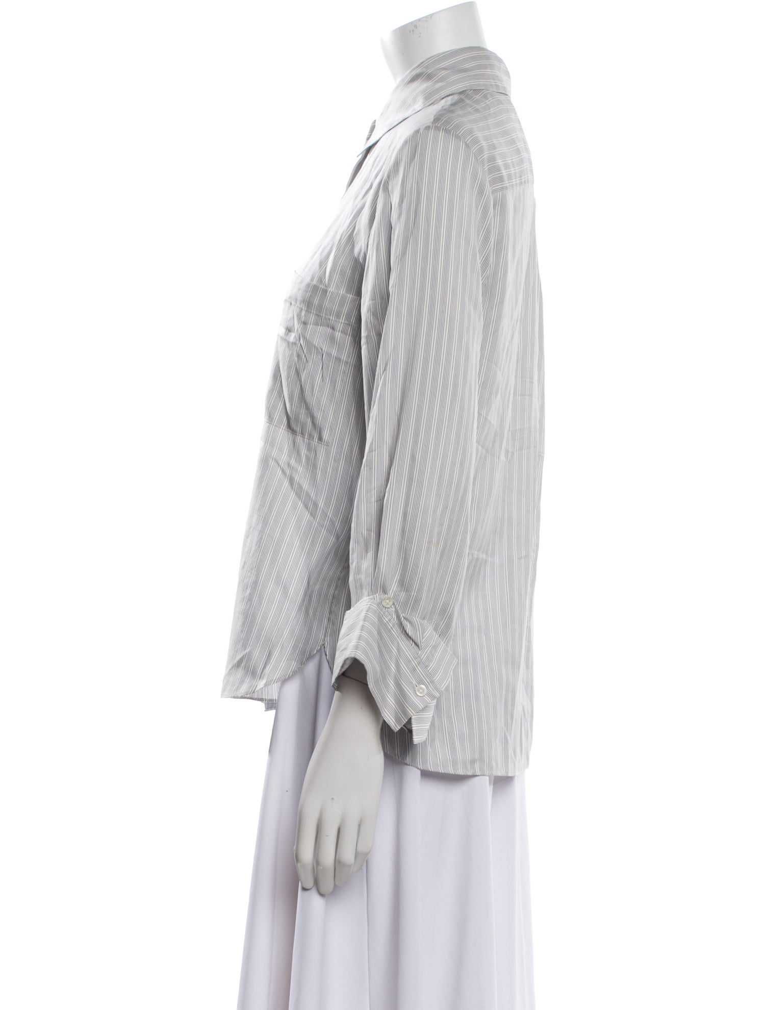 TWP Silk Striped Button-Up Top