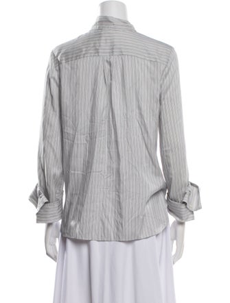 TWP Silk Striped Button-Up Top