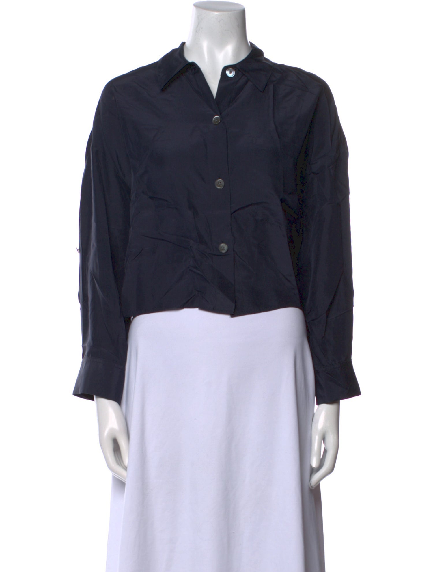 TWP Silk Long Sleeve Crop Top