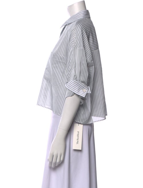 TWP Striped Three-Quarter Sleeve Crop Top