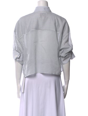 TWP Striped Three-Quarter Sleeve Crop Top