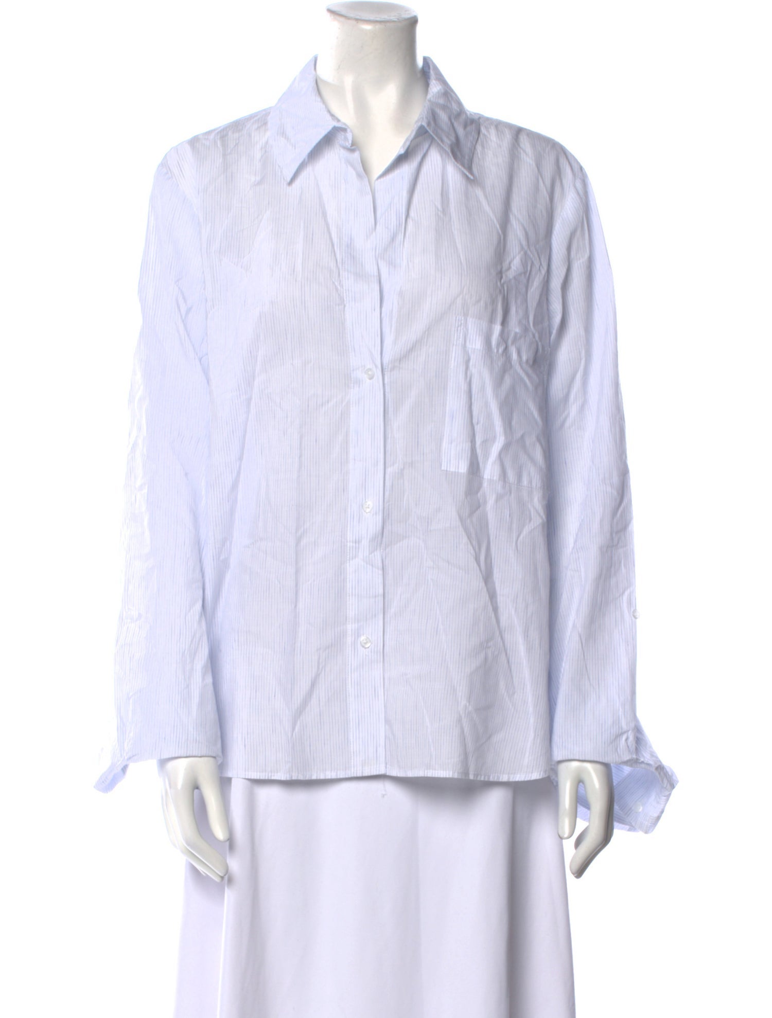 TWP Striped Long Sleeve Button-Up Top