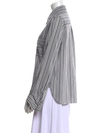 TWP Striped Long Sleeve Button-Up Top