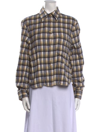 TWP Plaid Print Long Sleeve Button-Up Top