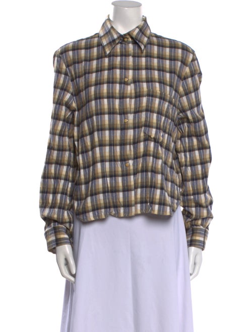TWP Plaid Print Long Sleeve Button-Up Top
