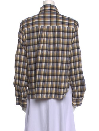 TWP Plaid Print Long Sleeve Button-Up Top