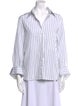 TWP Striped Three-Quarter Sleeve Button-Up Top