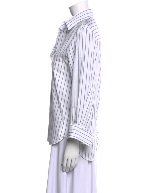 TWP Striped Three-Quarter Sleeve Button-Up Top