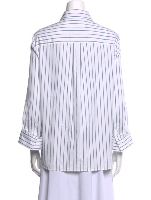 TWP Striped Three-Quarter Sleeve Button-Up Top