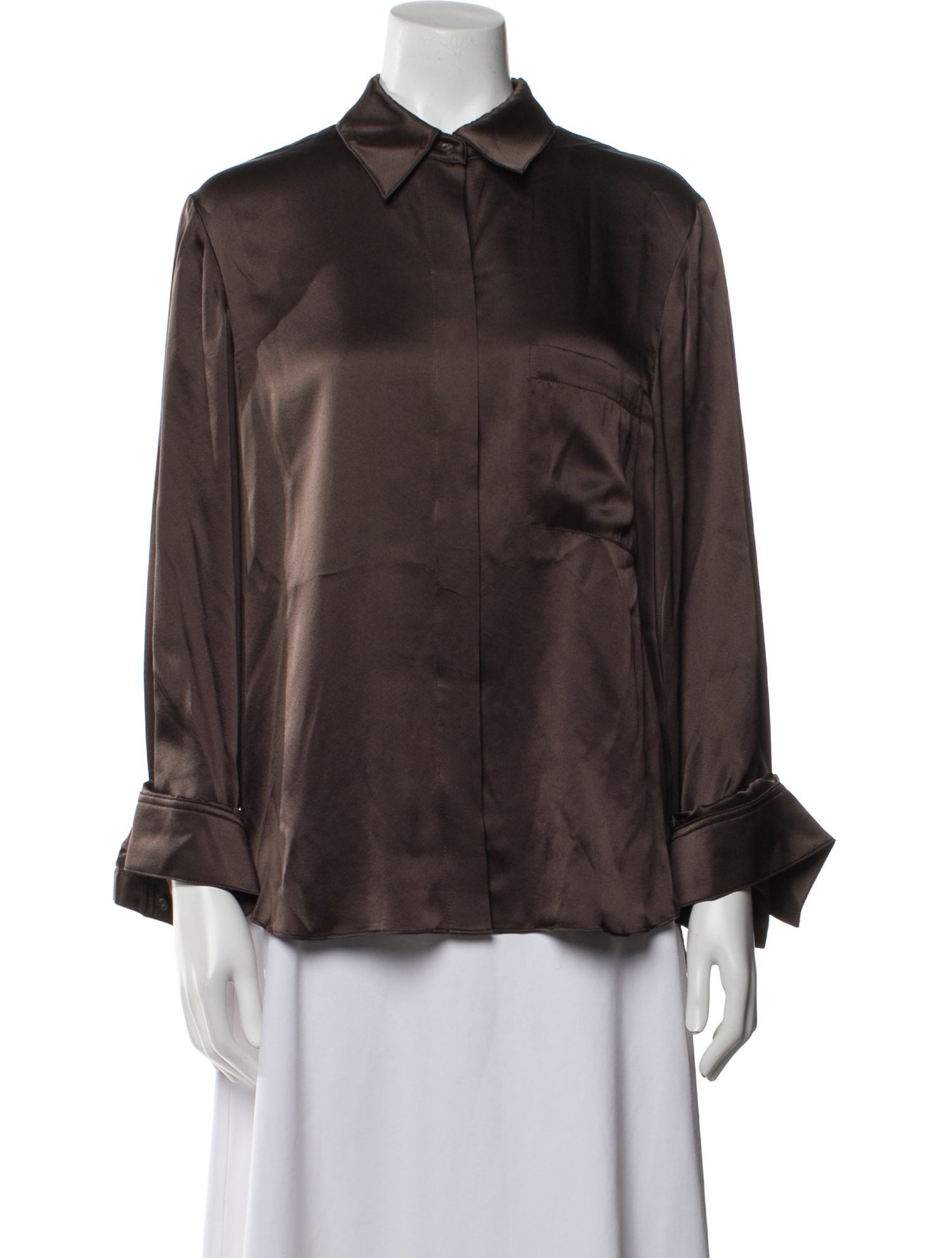 TWP Silk Long Sleeve Button-Up Top