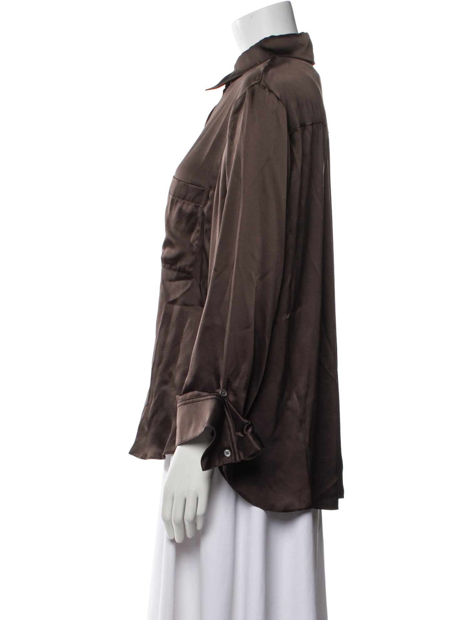 TWP Silk Long Sleeve Button-Up Top