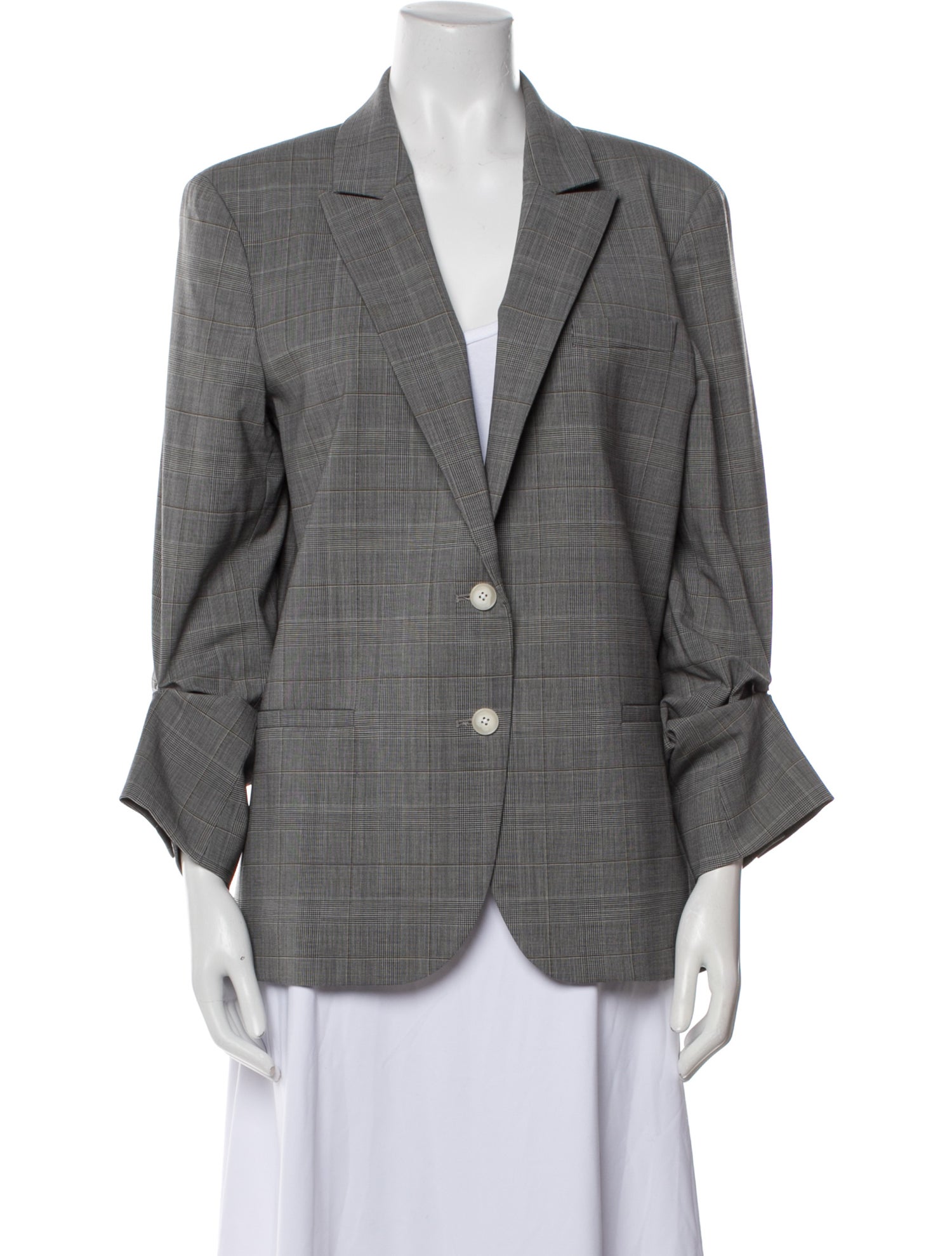 TWP Virgin Wool Plaid Print Blazer