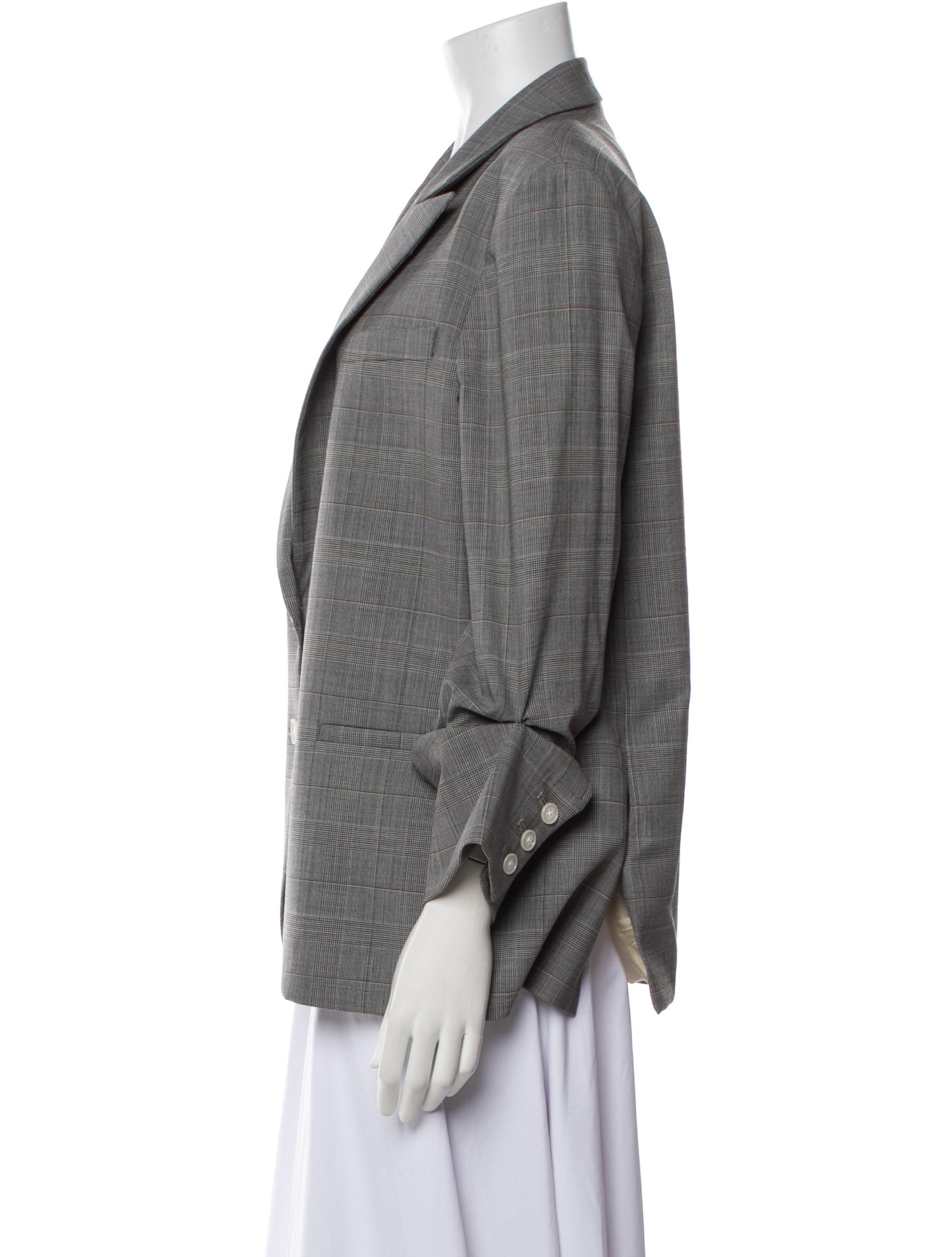 TWP Virgin Wool Plaid Print Blazer